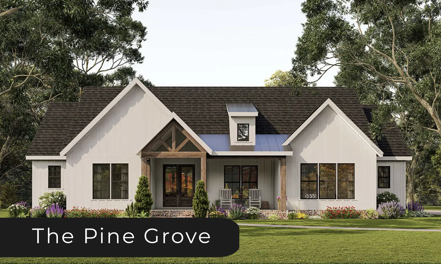 New Construction Custom Home white modern farmhouse style with black shingles