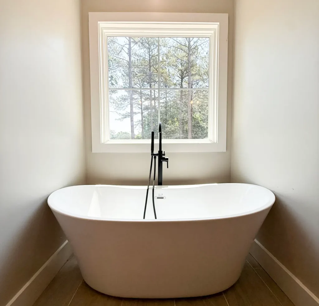 New construction custom home granite falls nc, LVP Flooring, modern farmhouse home, grey walls