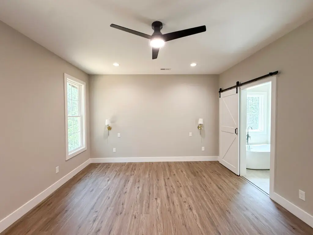 New construction custom home granite falls nc, LVP Flooring, modern farmhouse home, grey walls