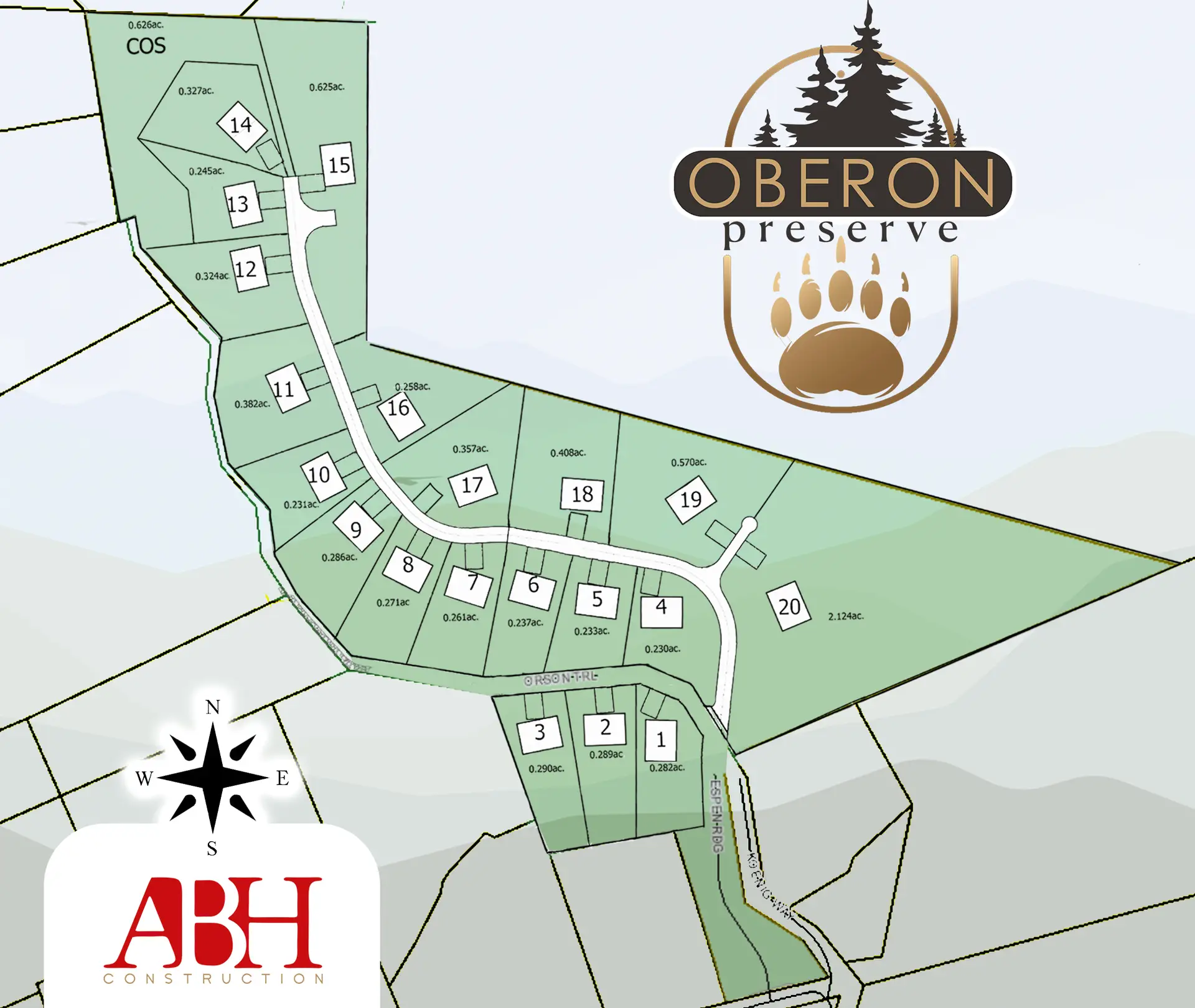 lot map of new home development in Asheville nc