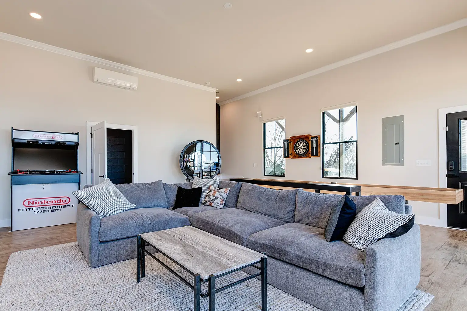 Living room interior of modern Craftsman home in Asheville NC