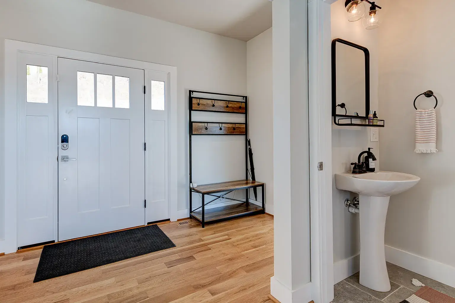 Living room interior of modern Craftsman home in Asheville NC