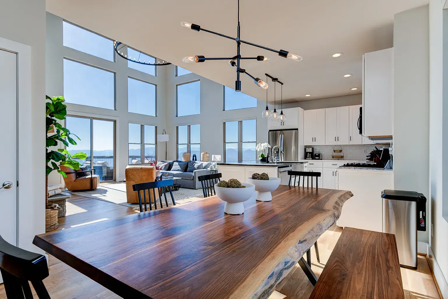 Custom kitchen with mountain views in Asheville NC home