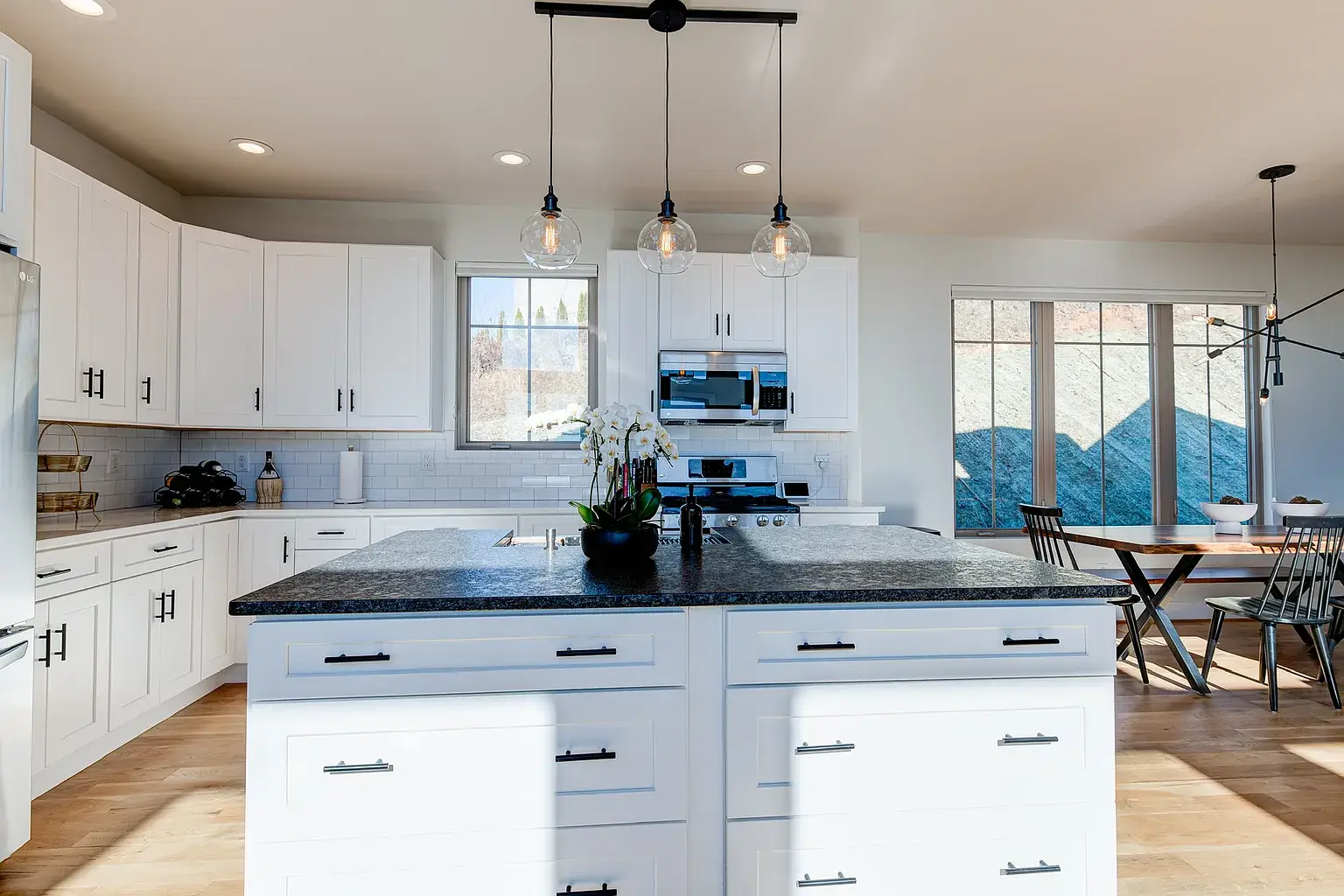 Custom kitchen with mountain views in Asheville NC home