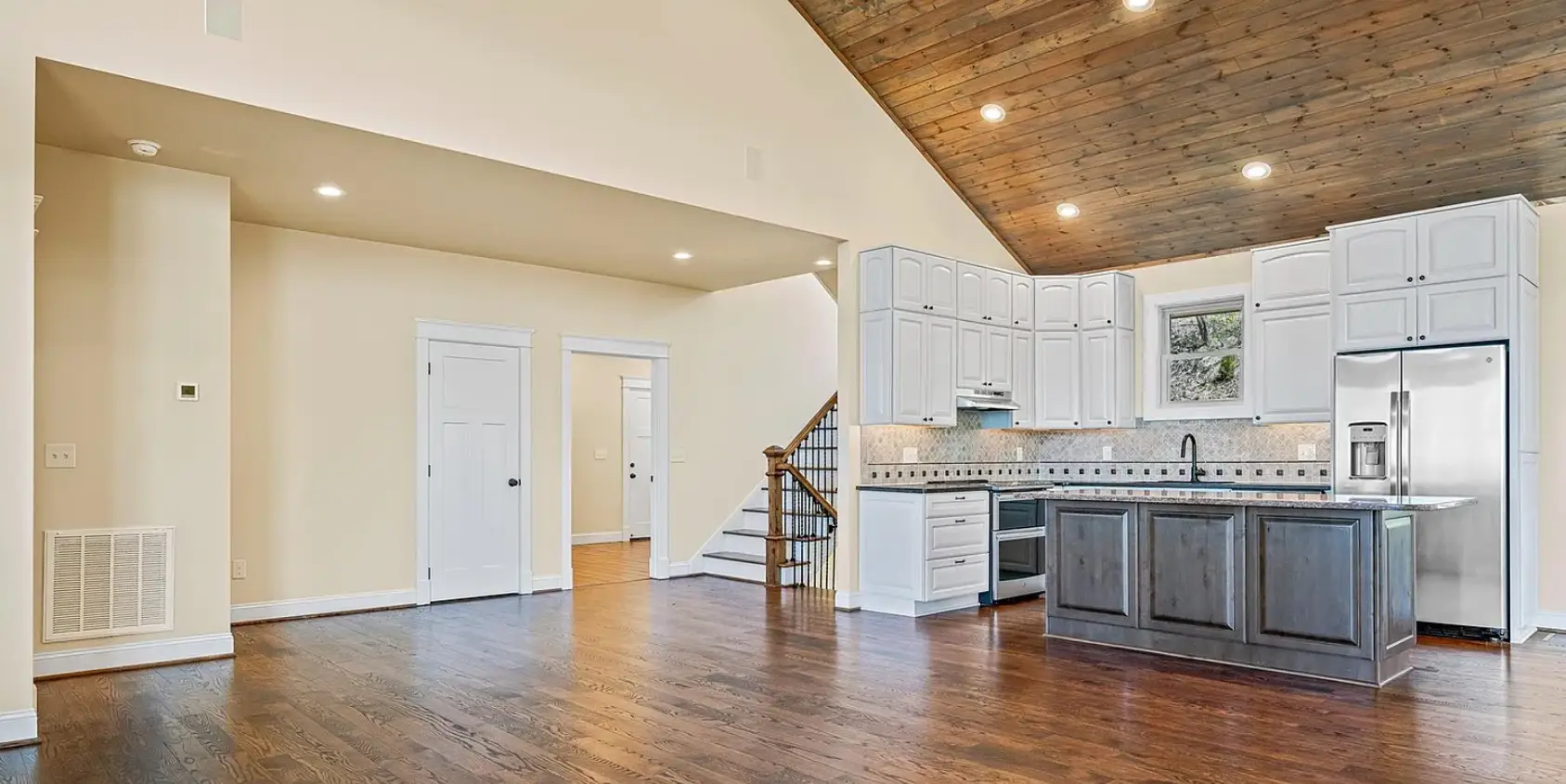 Living room interior of modern Craftsman home in Asheville NC