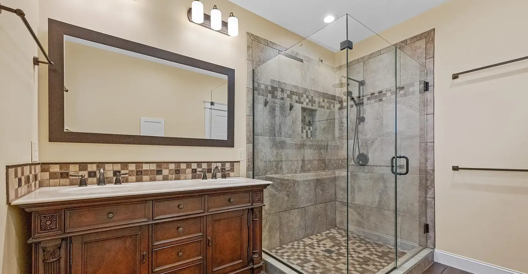 bathroom of modern Craftsman home in Asheville NC