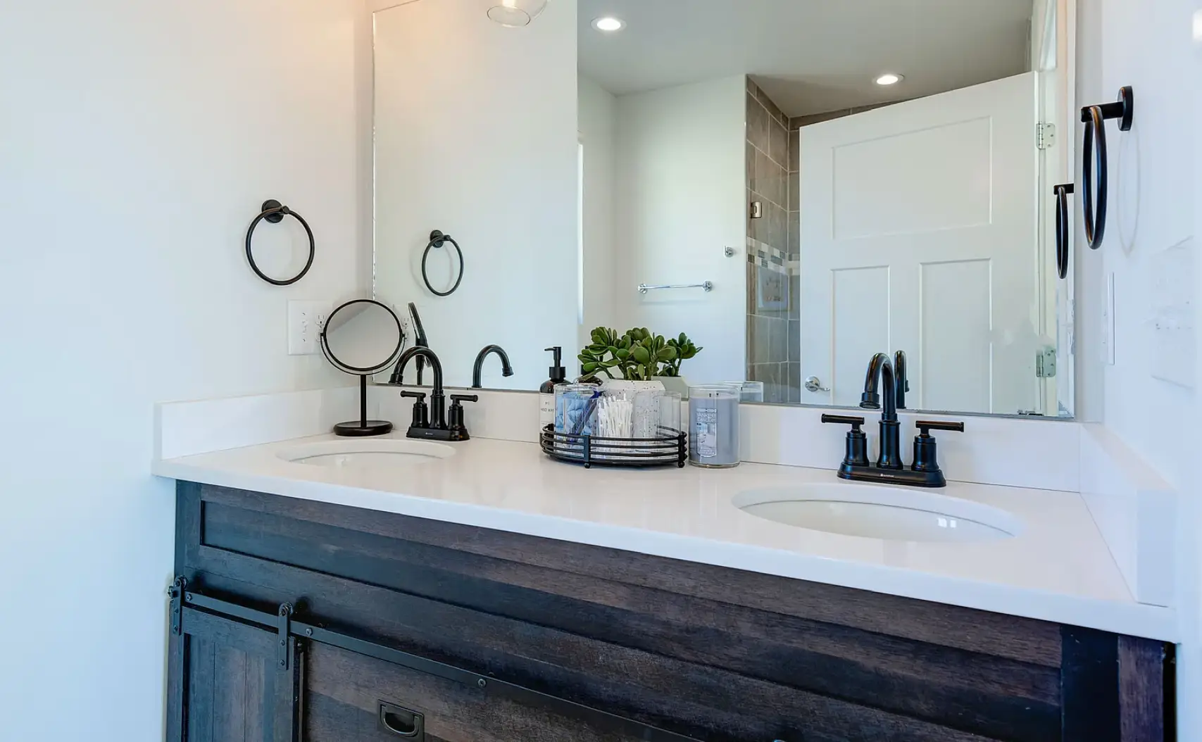 bathroom with mountain views in Asheville NC home
