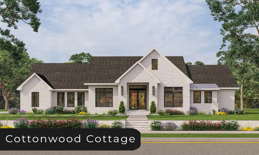 New construction modern home with large glass panels and geometric facade